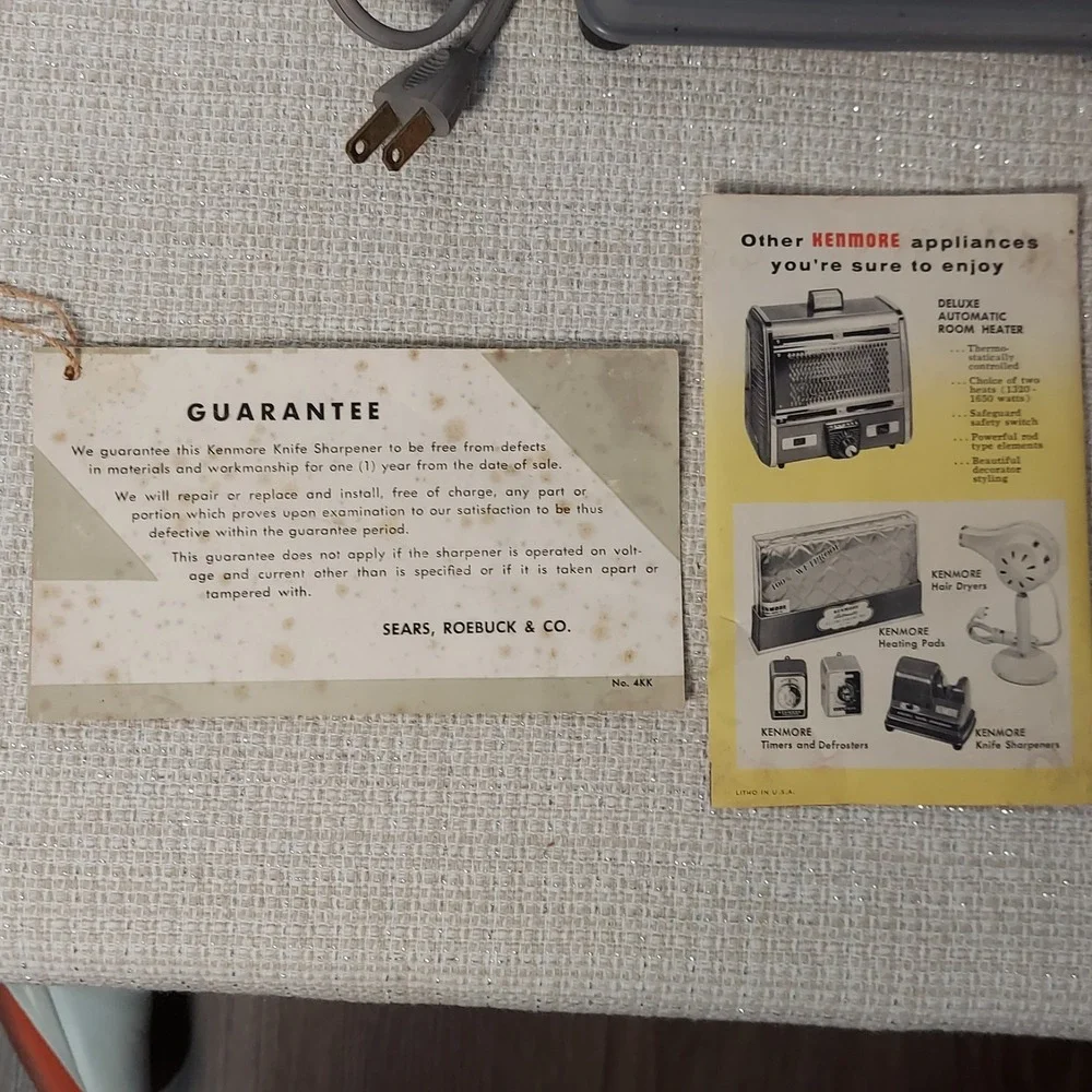 Vtg Kenmore Electric Knife Sharpener Model 8353 w/original Box, Pamplet, Booklet